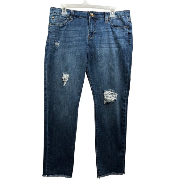 Kut from the Kloth Denim - Kut From The Kloth Distressed Boyfriend Jeans 10P Medium Wash Denim